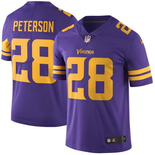 Nike Vikings #28 Adrian Peterson Purple Men's Stitched NFL Limited Rush Jersey - Click Image to Close